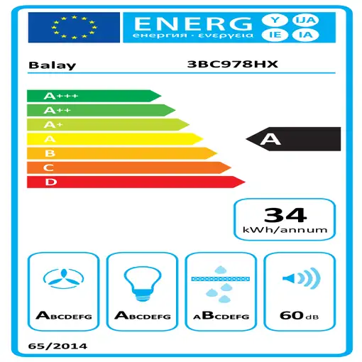 Balay 3BC978HX campana De pared Acero inoxidable 732 m³/h