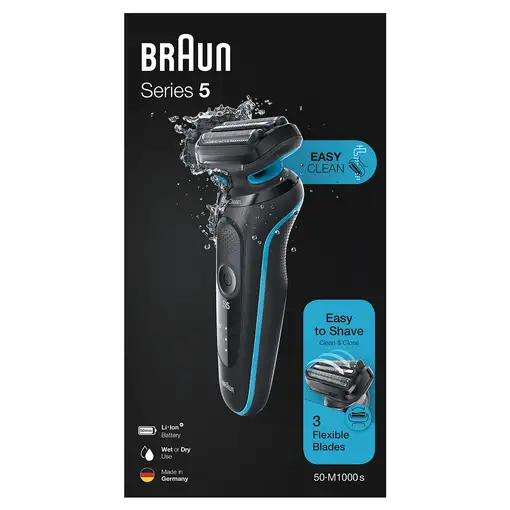 Braun Series 5 50-M1000s Máquina de afeitar de láminas Negro, Azul
