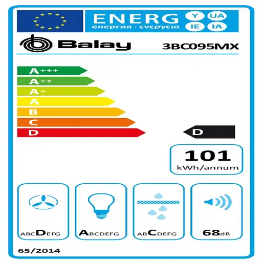 Balay 3BC095MX campana De pared Acero inoxidable 527 m³/h