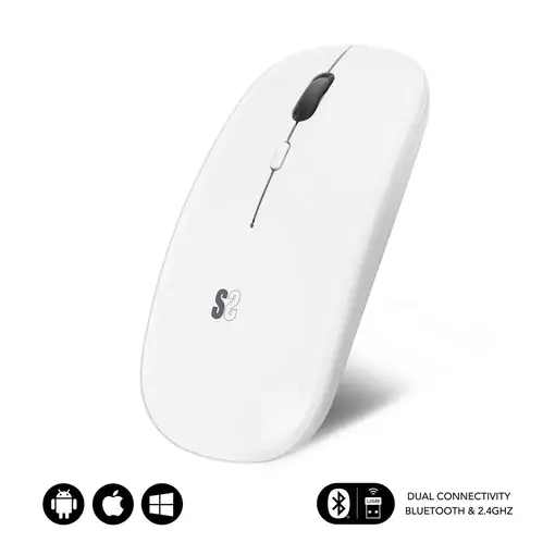 Ratón Óptico Wireless Dual Flat Recargable  Blanco