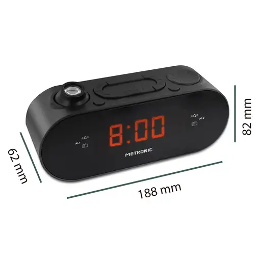 Radio despertador FM proyección dual alarma Metronic 477039