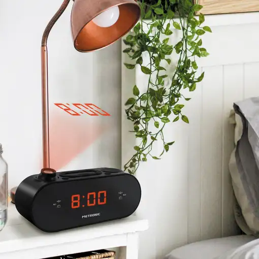 Radio despertador FM proyección dual alarma Metronic 477039