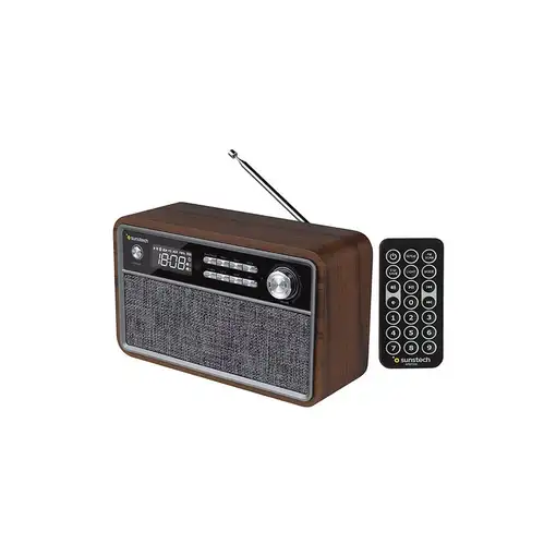 Sunstech RPBT500 Portátil Digital Negro, Madera