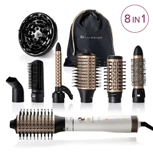 Bellissima Air Wonder 8 in 1 Cepillo de aire caliente Caliente Oro, Blanco 1000 W