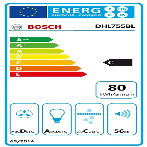 Bosch Serie 4 DHL755BL campana Encastrada Plata C 610 m³/h