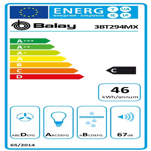 Balay 3BT294MX campana Encastrada Metálico, Plata 383 m³/h
