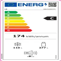 LG GBV3200CPY.APYQEUR nevera y congelador Independiente 387 L C Plata