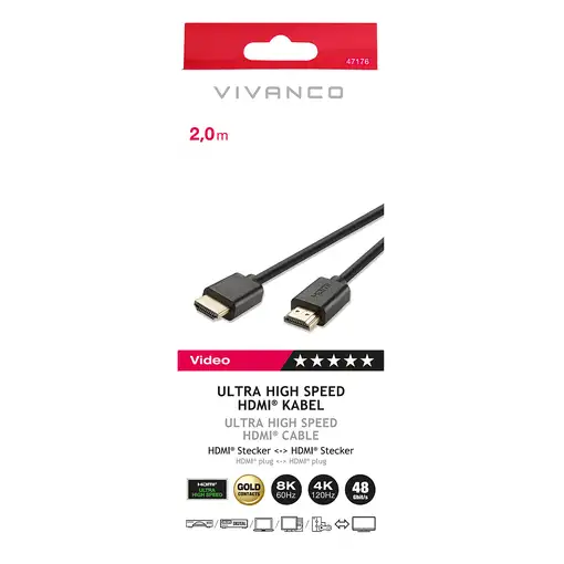 Vivanco 47176 cable HDMI 2 m HDMI tipo A (Estándar) Negro
