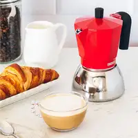 Cafetera Italiana roja Induction inox, tecnologia Bi-clad, mango termoresistente, apta para todo tipo de cocinas MONIX, 9 tazas