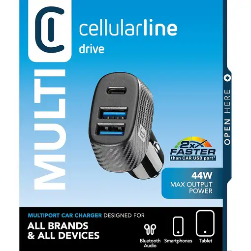 Cellularline Car Multipower Trio - iPhone, Samsung, Xiaomi, Oppo and other Smartph
