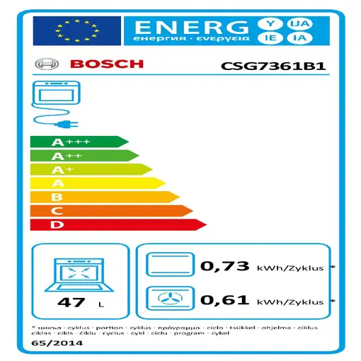 Bosch Serie 8 CSG7361B1 horno de vapor Medio Negro Tocar