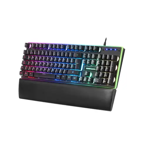 Mars Gaming MK320ES, Teclado Gaming H-Mech, 13 Modos RGB y Halo, Reposamuñecas Aco