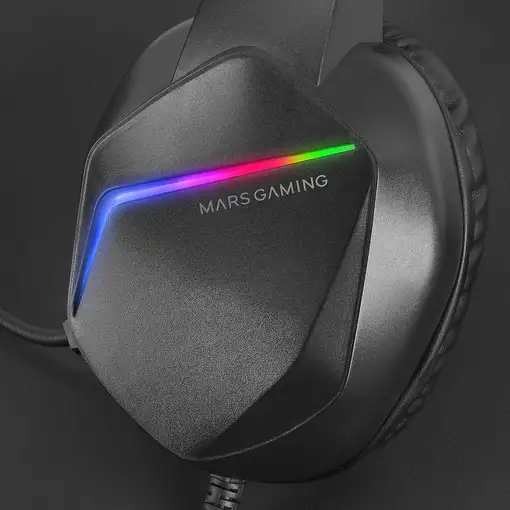 Mars Gaming MH122 Negro, Cascos Gaming FRGB Over Ear con Micrófono, Sonido HiFi, C