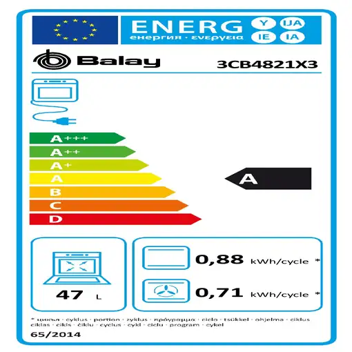 Balay 3CB4821X3 horno 47 L 2990 W Negro, Acero inoxidable