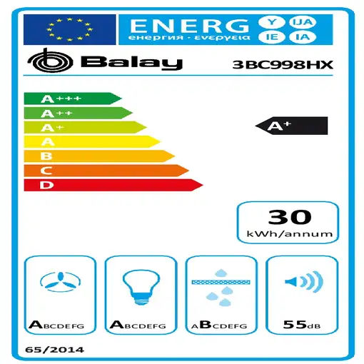 Balay 3BC998HX campana De pared Acero inoxidable 843 m³/h