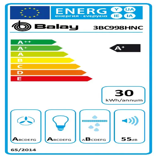 Balay 3BC998HNC campana De pared Negro, Acero inoxidable 843 m³/h