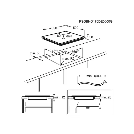 Electrolux EHF6343FOK Negro Integrado 60 cm Cerámico 4 zona(s)