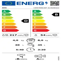 AEG Series 7000 LWN7E8636F lavadora-secadora Integrado Carga frontal Blanco D