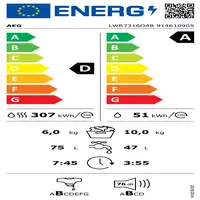 AEG Series 7000 LWR7316O4B lavadora-secadora Independiente Carga frontal Blanco D