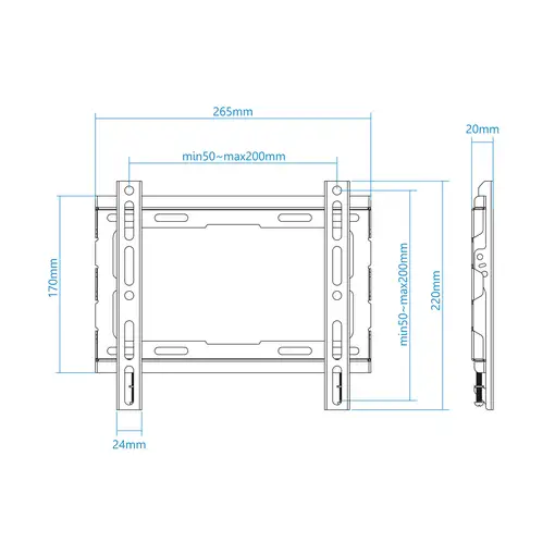 TooQ LP1043F-B soporte para TV 109,2 cm (43") Negro