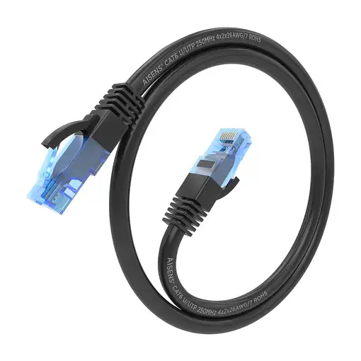 AISENS Cable De Red Latiguillo RJ45 Cat.6 UTP AWG26 CCA, Negro, 30 cm