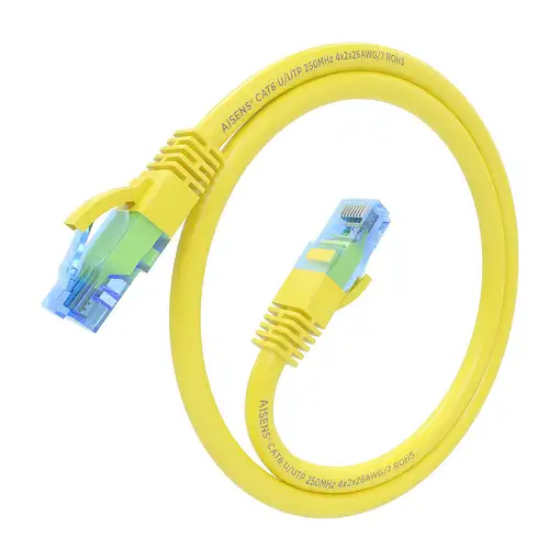 AISENS Cable De Red Latiguillo RJ45 Cat.6 UTP AWG26 CCA, Amarillo, 25 cm