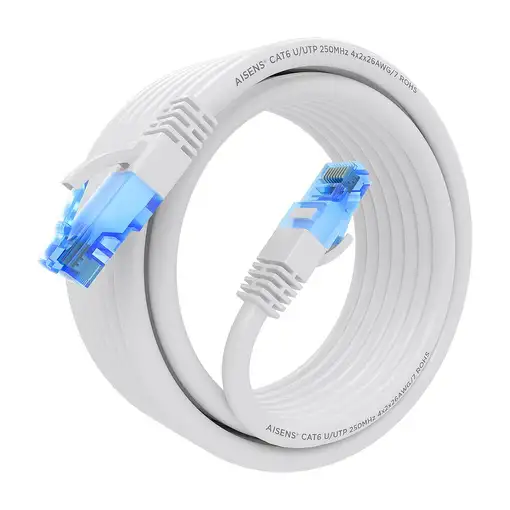 AISENS Cable De Red Latiguillo RJ45 Cat.6 UTP AWG26 CCA, Blanco, 5.0 m