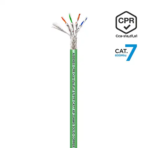 AISENS Cable de Red RJ45 LSZH CPR Cca CAT.7 600 MHZ S/FTP AWG23, Verde, 305 m
