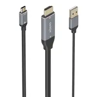 AISENS Cable Conversor Aluminio HDMI V2.0 A USB-C 4K@60HZ, HDMI/M+USB-A/M-USB-C/M,