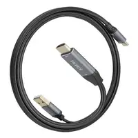 AISENS Cable Conversor Aluminio HDMI V2.0 A USB-C 4K@60HZ, HDMI/M+USB-A/M-USB-C/M,