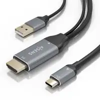 AISENS Cable Conversor Aluminio HDMI V2.0 A USB-C 4K@60HZ, HDMI/M+USB-A/M-USB-C/M,