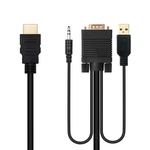 Nanocable Cable Conversor HDMI a VGA+Audio+USB, 1.8 m, Negro
