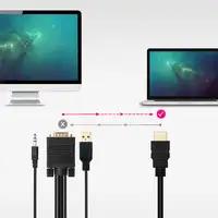 Nanocable Cable Conversor HDMI a VGA+Audio+USB, 1.8 m, Negro