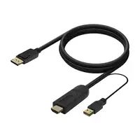 AISENS Cable Conversor Activo HDMI 2.0 + USB Alim. a DISPLAYPORT V1.2, HDMI/M-USB/