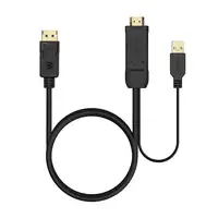 AISENS Cable Conversor Activo HDMI 2.0 + USB Alim. a DISPLAYPORT V1.2, HDMI/M-USB/
