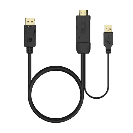 AISENS Cable Conversor Activo HDMI 2.0 + USB Alim. a DISPLAYPORT V1.2, HDMI/M-USB/