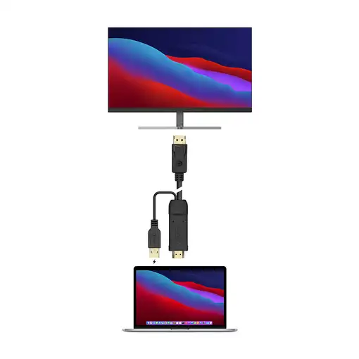 AISENS Cable Conversor Activo HDMI 2.0 + USB Alim. a DISPLAYPORT V1.2, HDMI/M-USB/