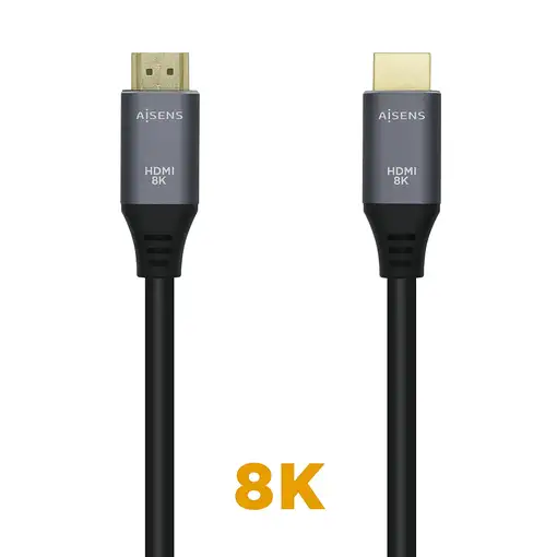 AISENS Cable HDMI V2.1 Ultra Alta Velocidad / HEC 8k@60Hz 48Gbps, A/M-A/M, Gris/Ne