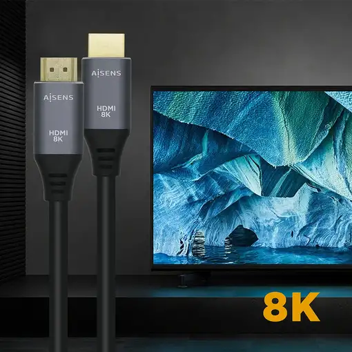 AISENS Cable HDMI V2.1 Ultra Alta Velocidad / HEC 8k@60Hz 48Gbps, A/M-A/M, Gris/Ne