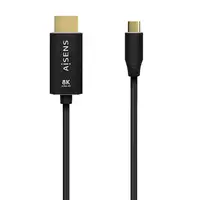 AISENS Cable Conversor Aluminio USB-C A HDMI 2.1 8k@60Hz, USB-C/M-HDMI/M, Negro, 2