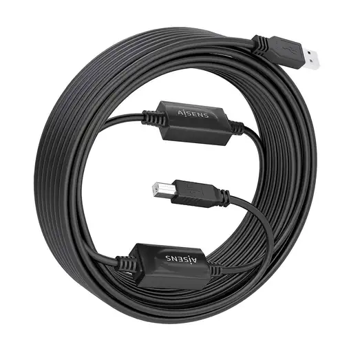 AISENS Cable USB 2.0 con Amplificador, Tipo A/M-B/M, Negro, 15m