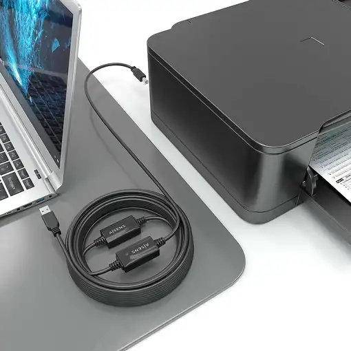 AISENS Cable USB 2.0 con Amplificador, Tipo A/M-B/M, Negro, 15m
