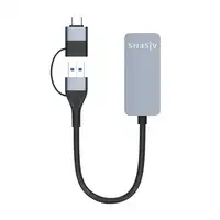 AISENS Conversor USB3.2 Gen1 USB-A+USB-C a Ethernet 2.5G 10/100/1000/2500 Mbps, Gr