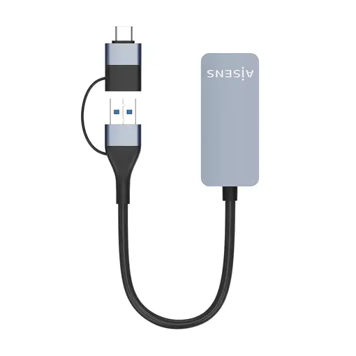AISENS Conversor USB3.2 Gen1 USB-A+USB-C a Ethernet 2.5G 10/100/1000/2500 Mbps, Gr