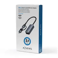 AISENS Conversor USB3.2 Gen1 USB-A+USB-C a Ethernet 2.5G 10/100/1000/2500 Mbps, Gr
