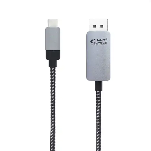 Nanocable 10.15.5002 adaptador de cable de vídeo 1,8 m USB Tipo C DisplayPort Alum
