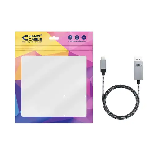 Nanocable 10.15.5002 adaptador de cable de vídeo 1,8 m USB Tipo C DisplayPort Alum