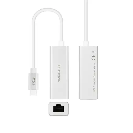 Nanocable Conversor USB-C A Ethernet Gigabit 10/100/1000 Mbps. 15cm