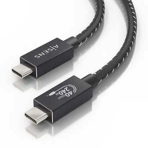 AISENS Cable USB4 Gen3x2 Aluminio 40Gbps 8K@60Hz 5A 48V 240W E-Mark, Tipo USB-C/M-