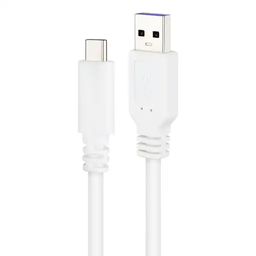 Nanocable Cable USB 2.0 3A, tipo USB-C/M-A/M, Blanco, 1 m